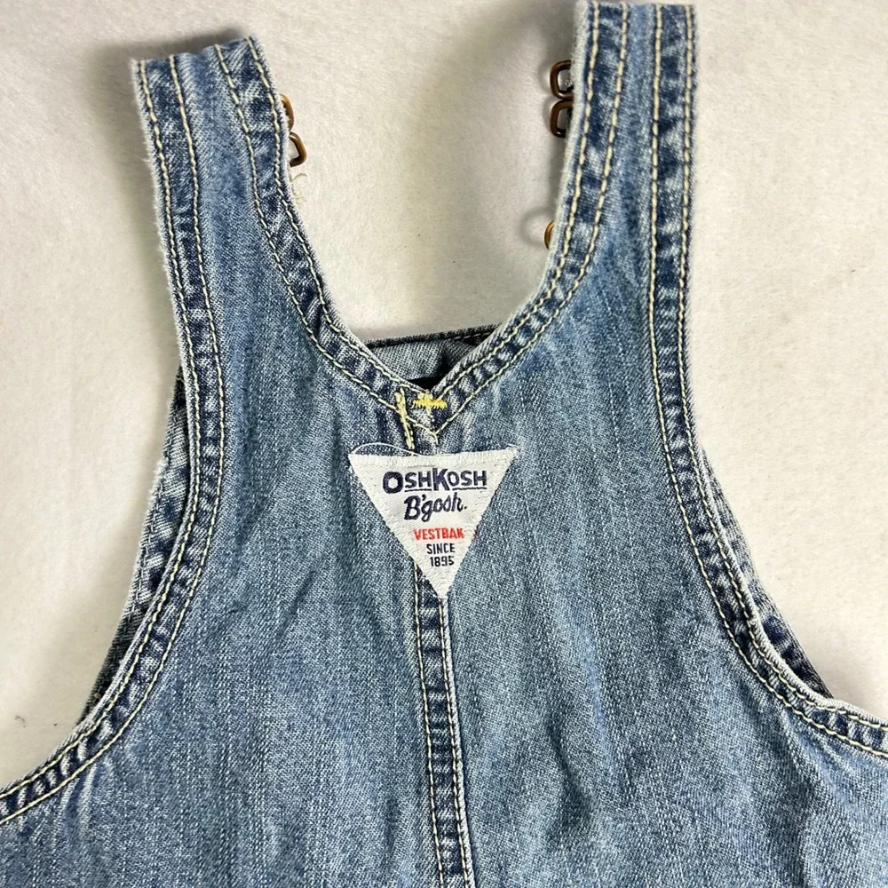 Vintage Style OshKosh Bgosh Kids 12M Blue Denim Carpenter Snap Inseam Overalls‎